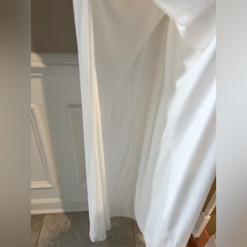 Strapless White Evening Gown with Front Slit - Picture 10 of 13